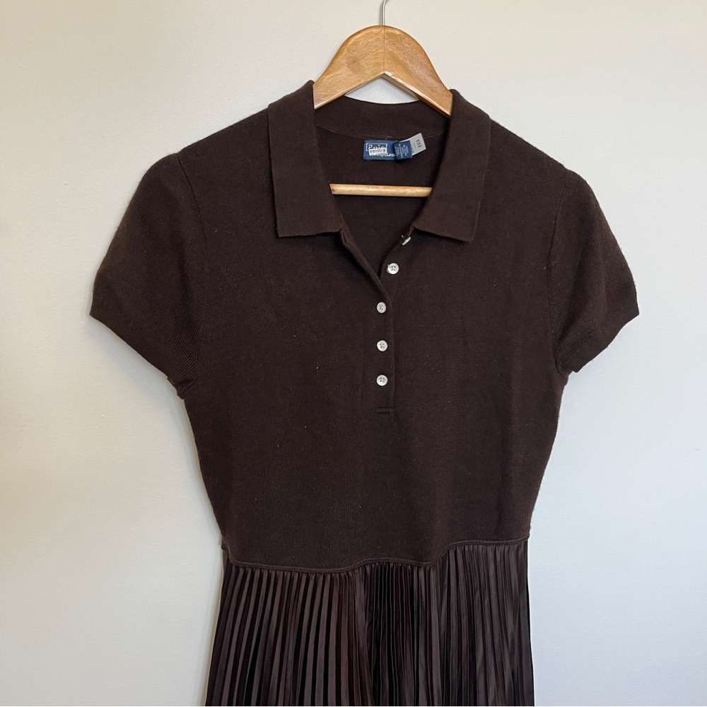 Polo Ralph Lauren paneled midi dress Pleated Midi Knit Polo Top Size M - Picture 4 of 6